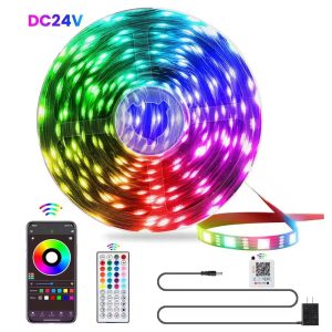 24V RGB LED Strip Light – 5M to 40M Smart Bluetooth Tape with APP Control for Bedroom & Gaming Lighting
