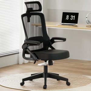 Ergonomic Office Chair – Adjustable Lumbar Support & Rotatable Headrest with Flip-Up Armrests