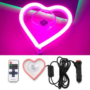 Car Interior Decorative Ambient Light – Heart-Shaped Neon LED Atmosphere Lamp for Windows