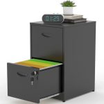 2-Drawer File Cabinet with Lock – White Metal Filing Cabinet for Home Office