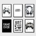 Black & White Game Controller Wall Art