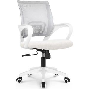 Office Chair – Ergonomic Mid Back Computer Desk Chair with Lumbar Support (Ivory)