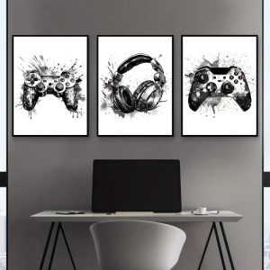 Gaming Graffiti Gamepad & Earphone Wall Art Canvas Posters